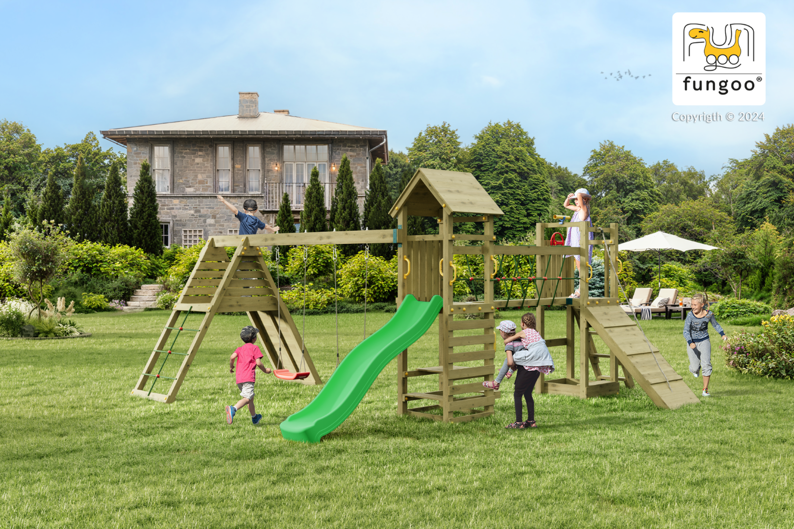Fungoo Carnival Kdi grün imprg. Rutsche 2,20 mtr