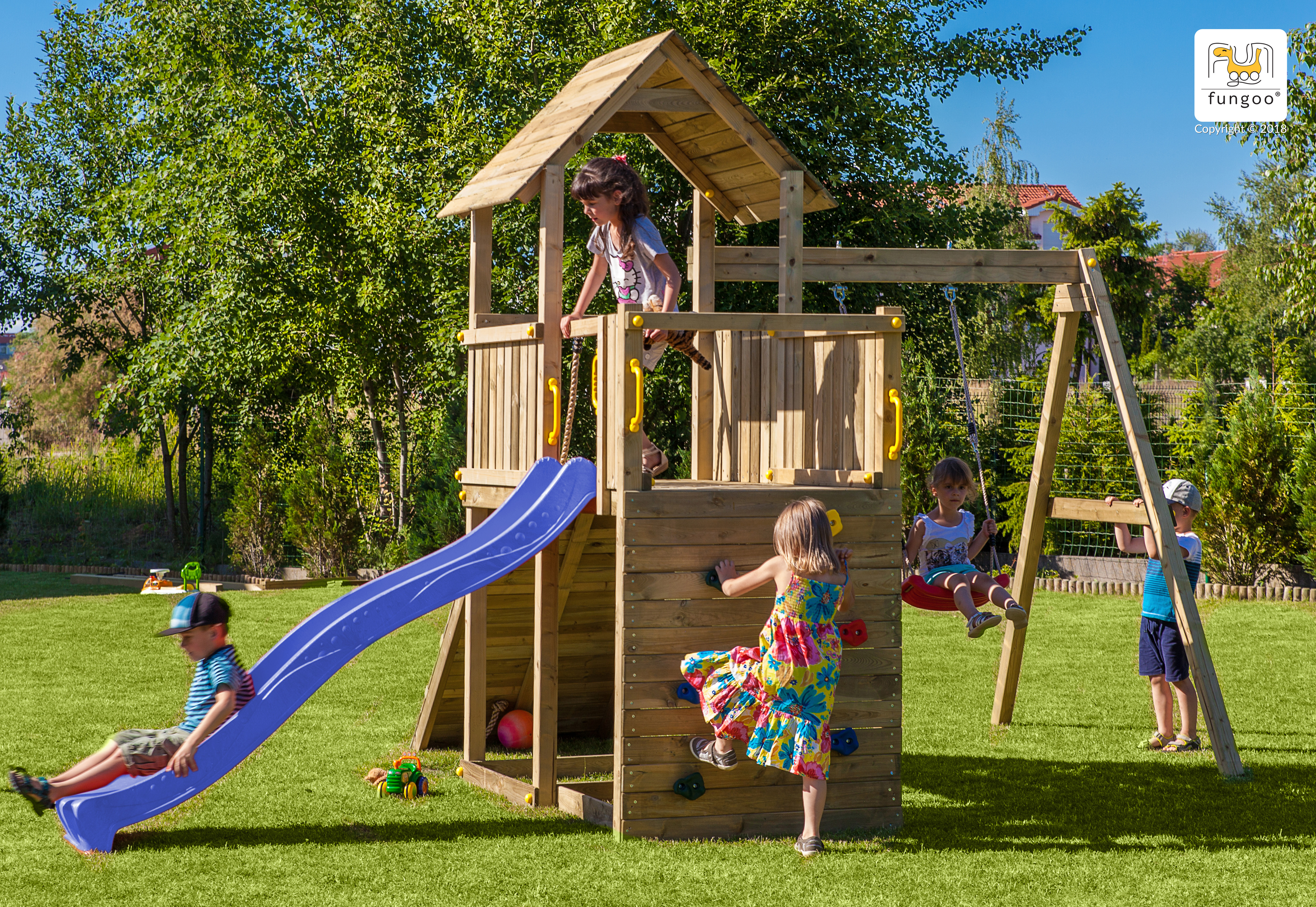 Fungoo Spielplatz Carol 3 / kdi imprägniert mit Rutsche