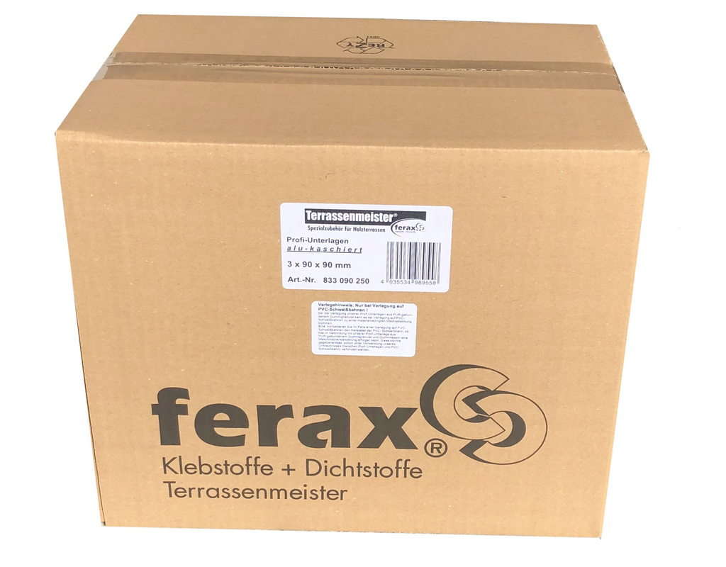Ferax Terrassenmeister Profi-Unterlage alukaschiert für Terrassen Quadrate 3 x 90 x 90mm, 250 Stück