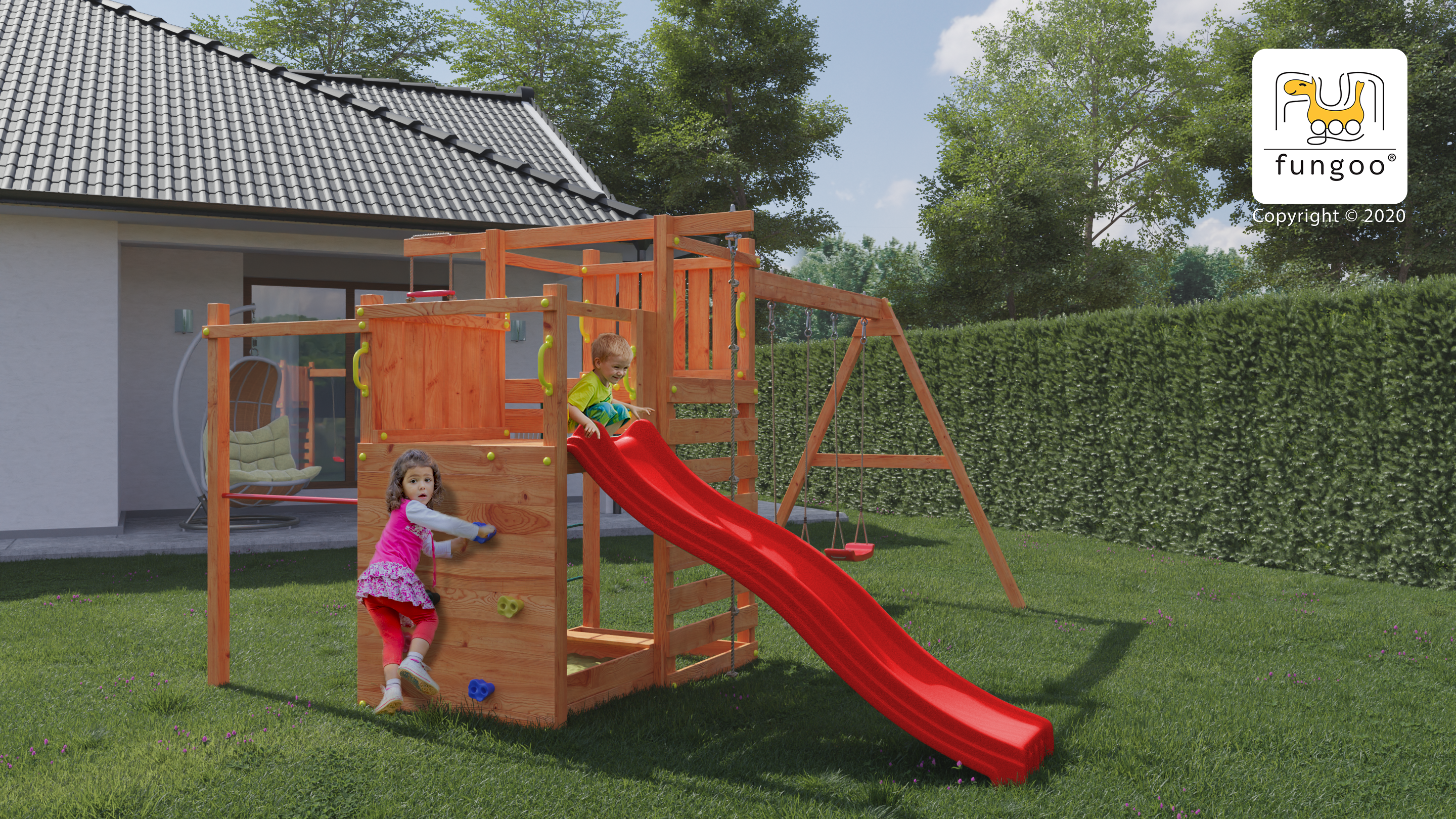 Fungoo Climbing Star 3 mit Schaukel und Rutsche