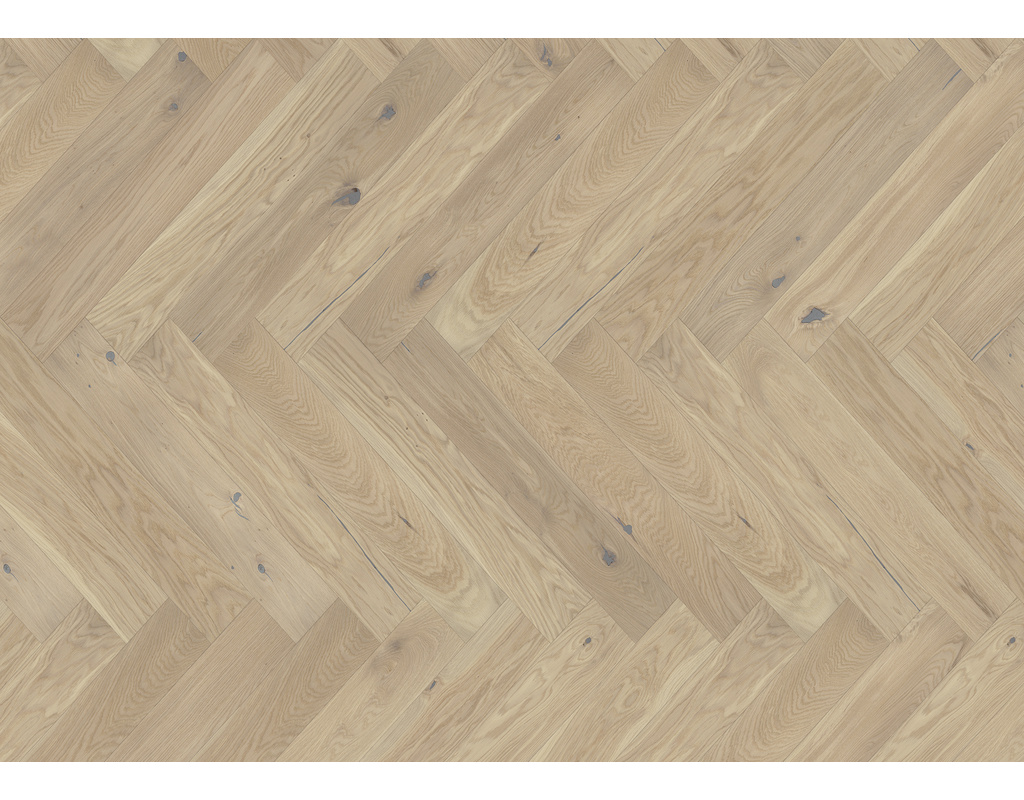 Ziro Fischgrätparkett Chateau FoltDown Eiche Apremont Rustikal, weiß geölt 725x130x14mm