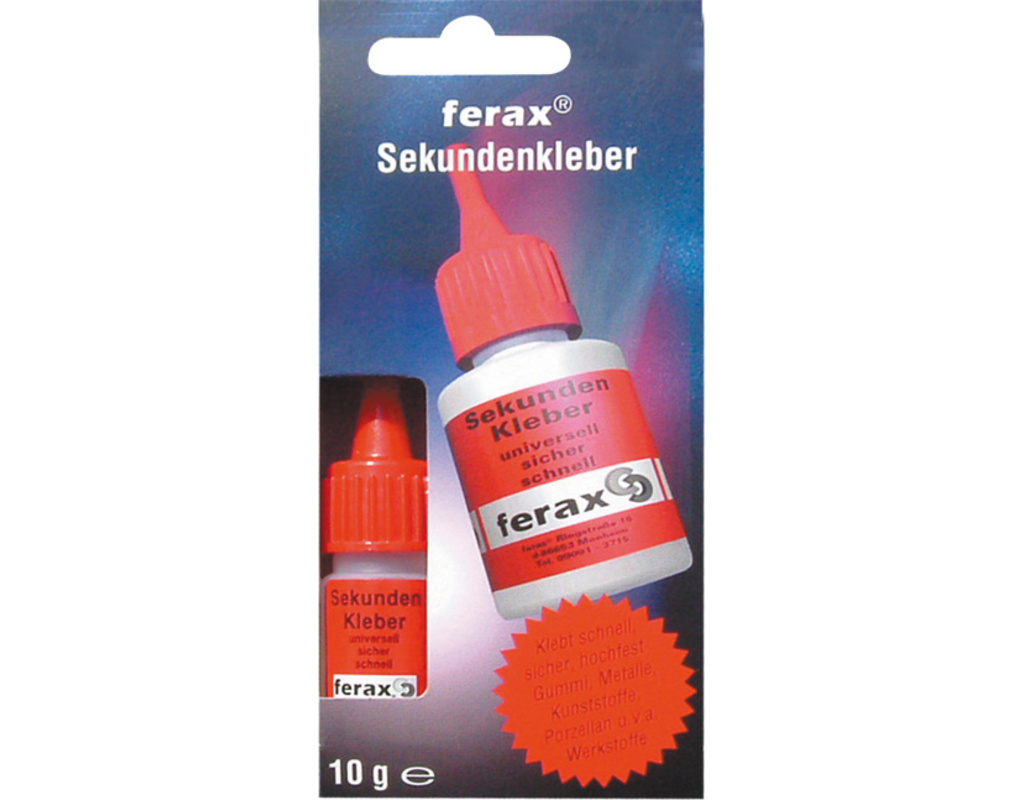 Ferax Cyanacrylat extrem schnell, mittelviskos SB-Karte, Flasche 10 g,