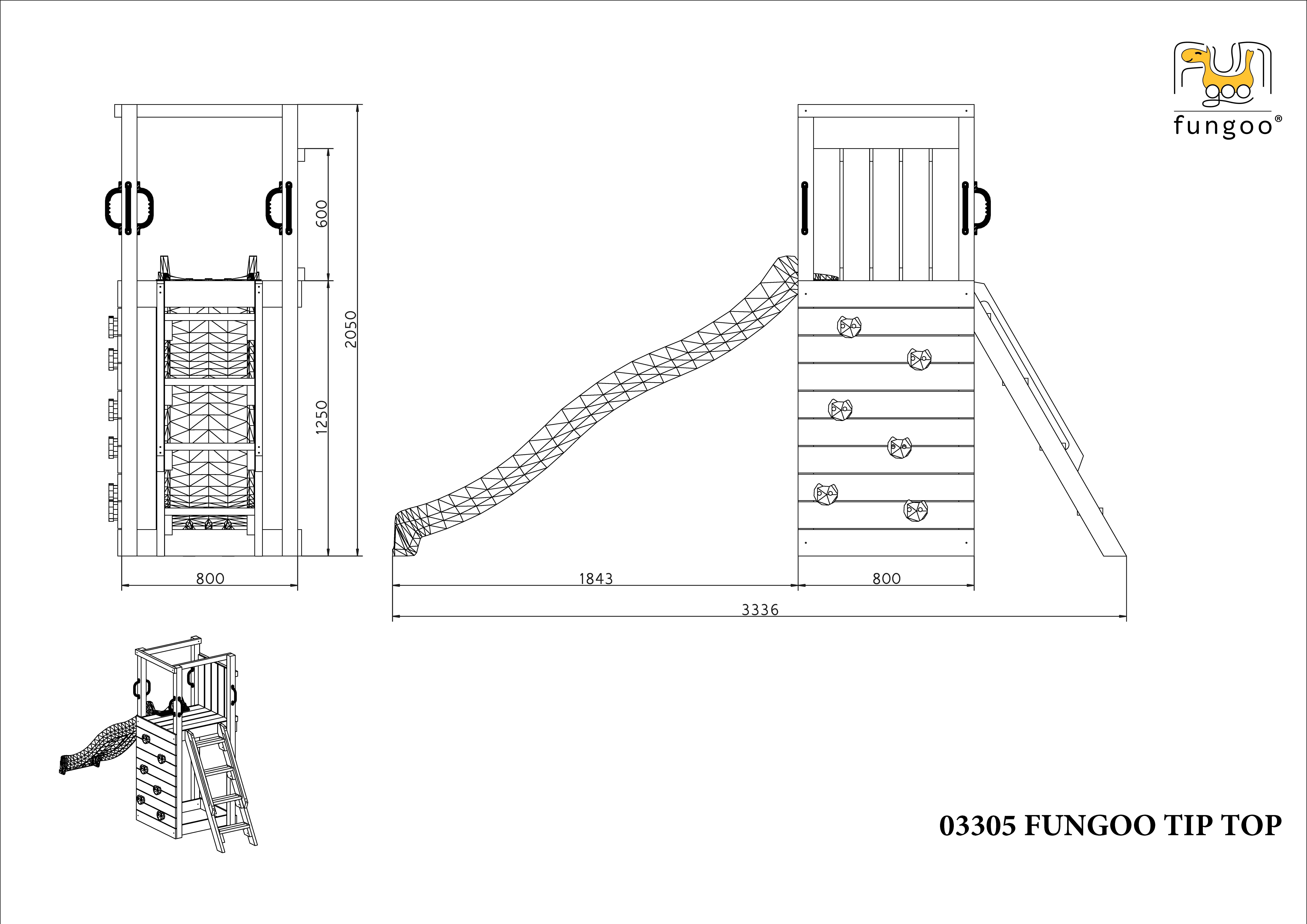 Fungoo TipTop Spielturm / teakfarben imprägniert