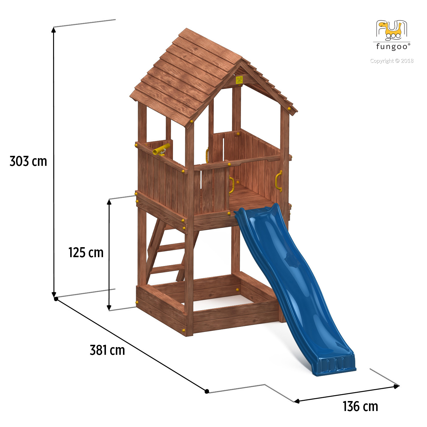 Fungoo Joy Spielturm / teakfarben imprägniert