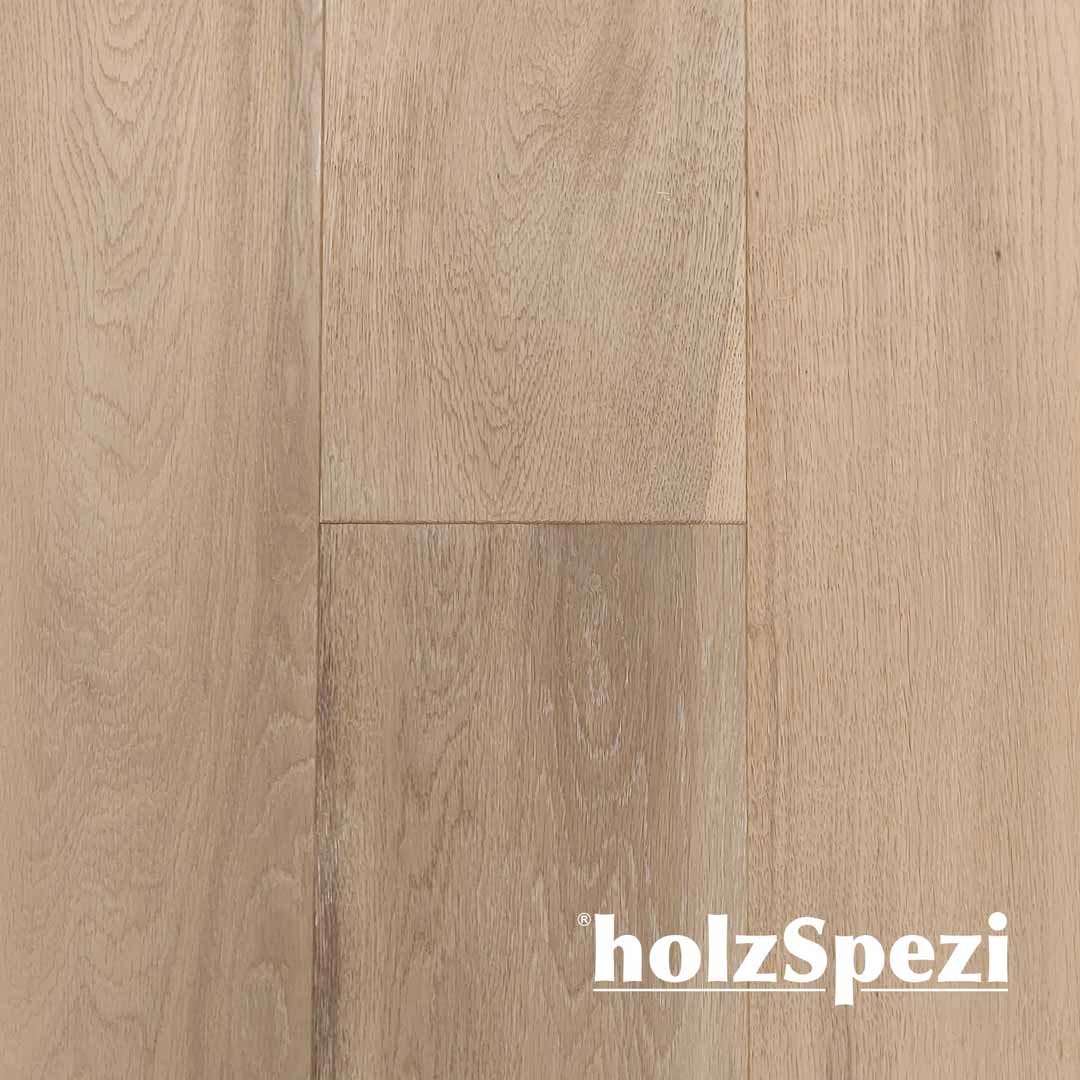 HolzSpezi Fertigparkett Landhausdiele Eiche WESER -S-, gebürstet, natur, doppelt weiß geölt, real li