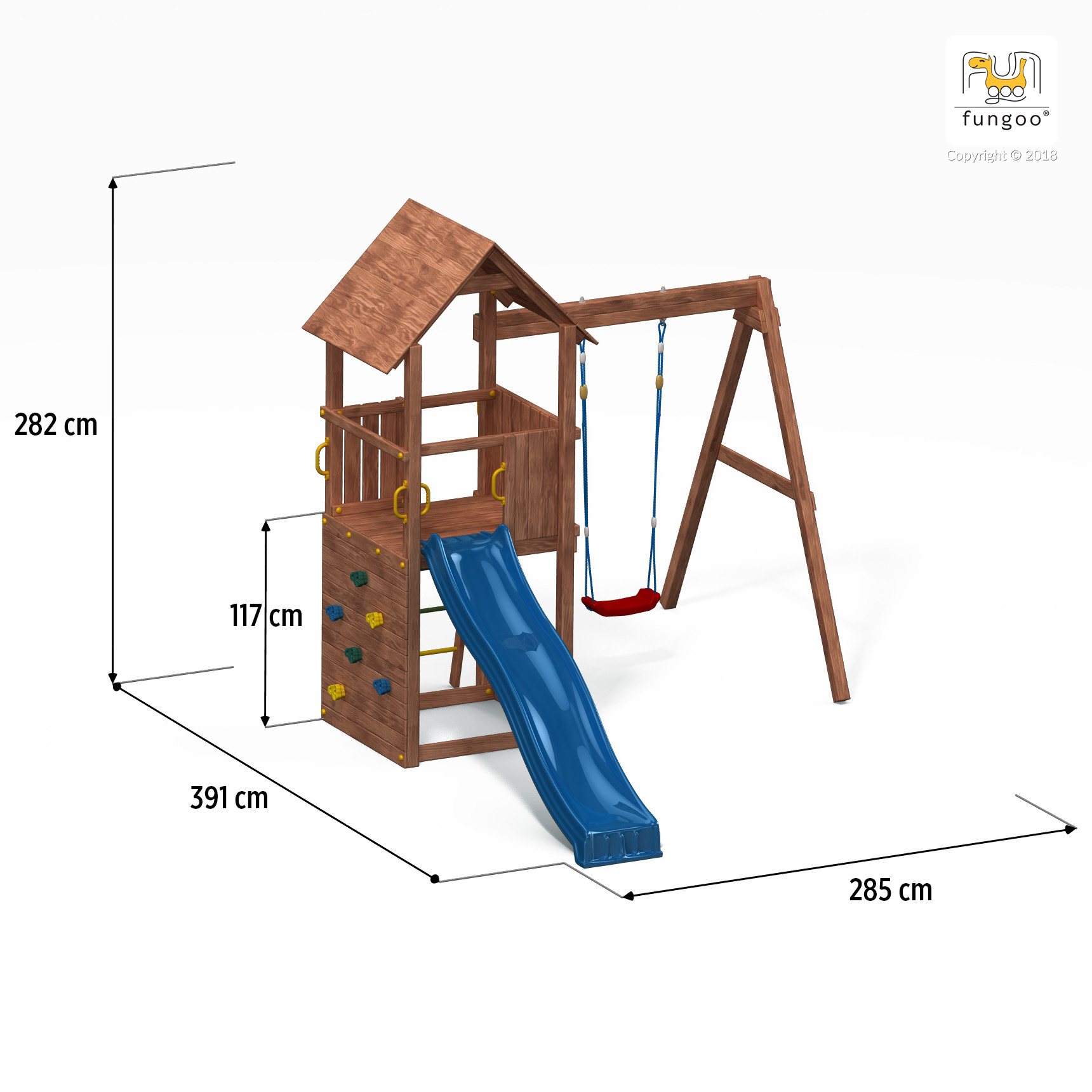 Fungoo Spielplatz Carol 2 / kdi imprägniert mit Rutsche