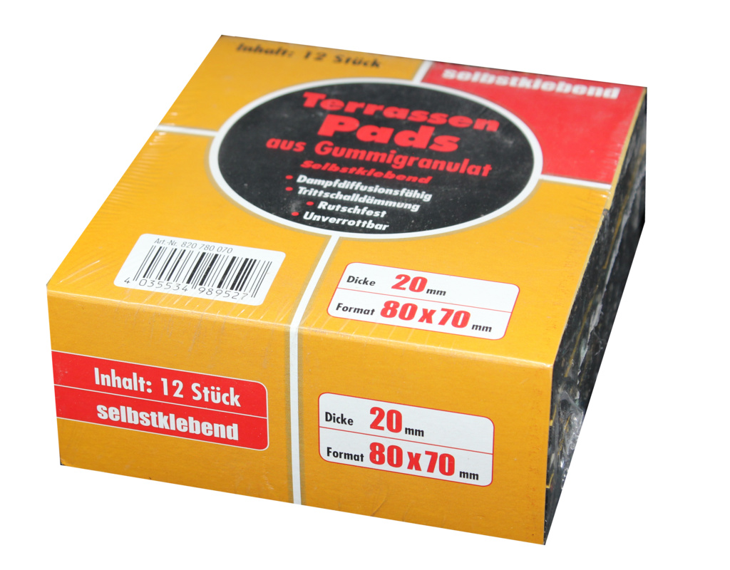 selbstklebendes Terrassenpad 20 x 80 x 70 mm , 12 Quadrate/Packung