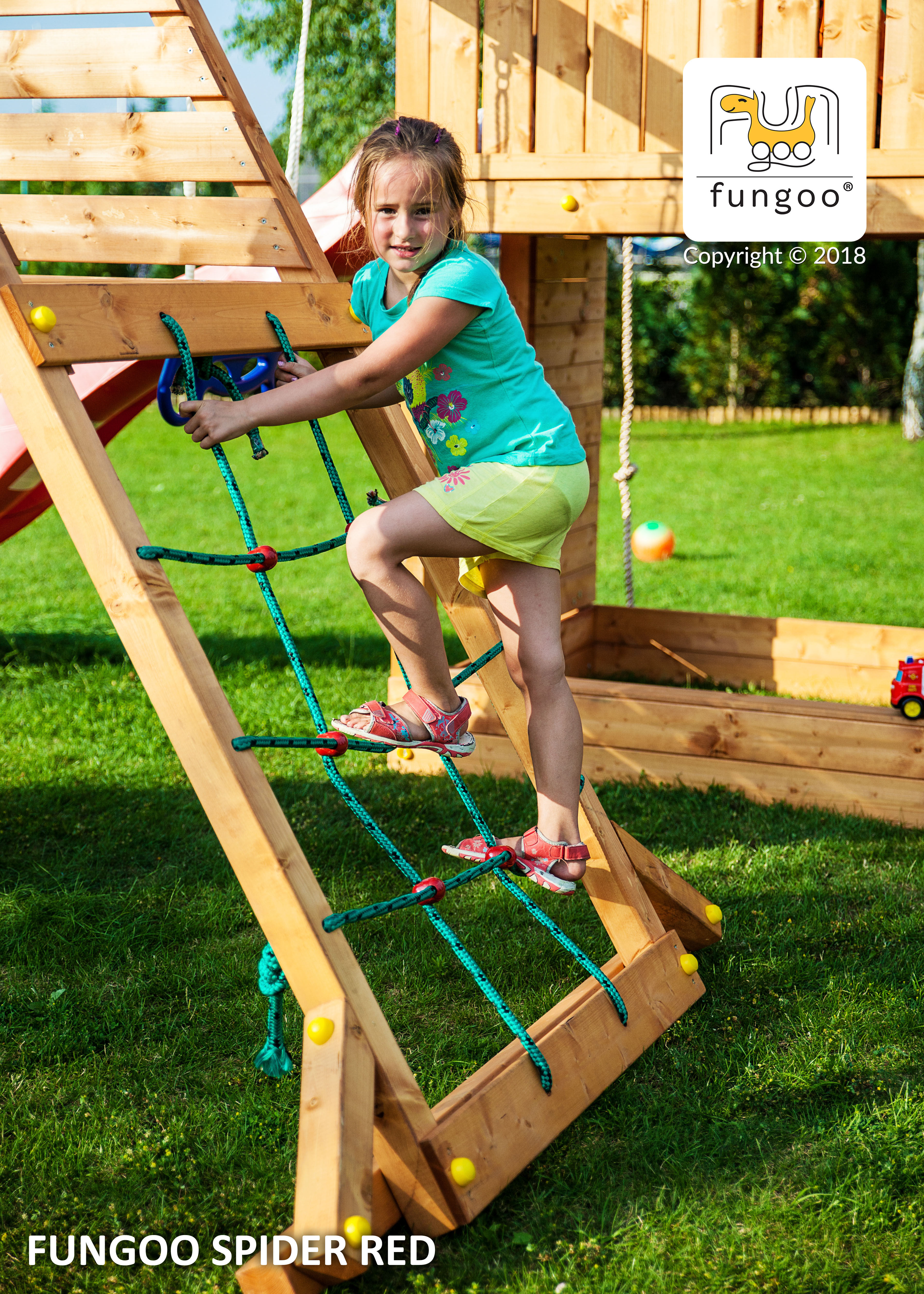 Fungoo Module Move Spider Red / teakfarben imprägniert (nur Schaukel OHNE Spielturm)