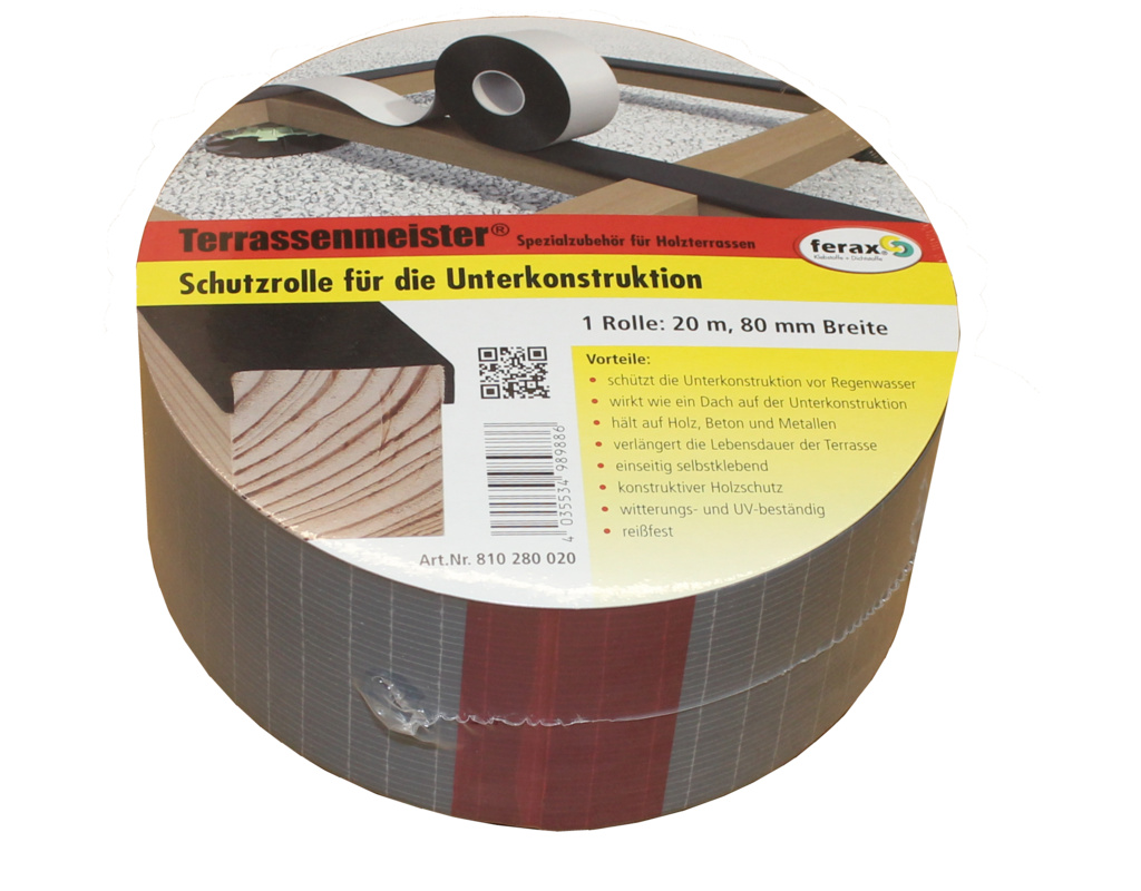 Ferax Schutzrolle für UK 20 Meter x 80 mm, schwarz, schützt die UK vor Regen