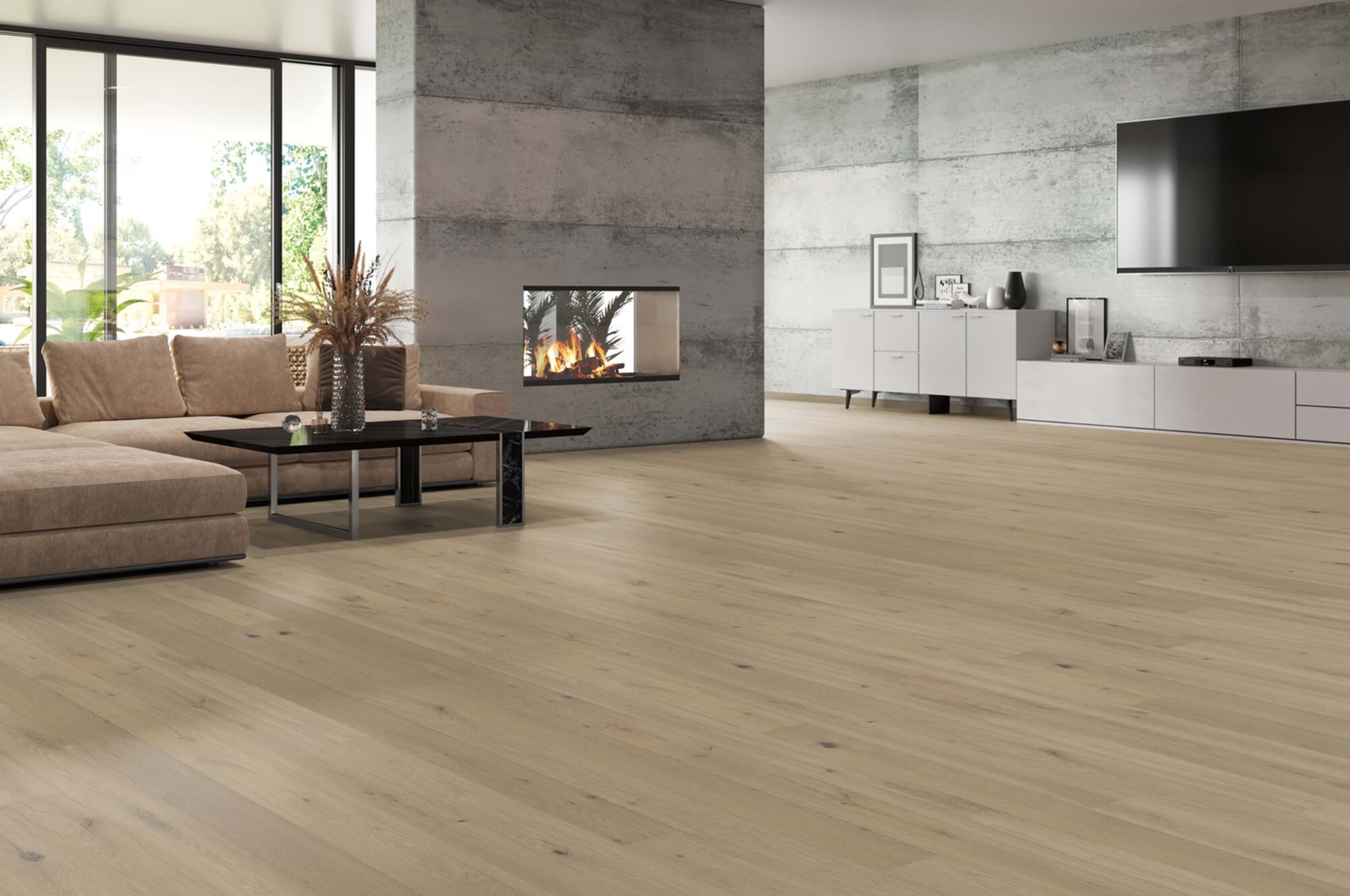 Tilo Marcanto Trend Parkett Eiche Crema!Pur, gefast (2V), gebürstet, Alpin, Thermobehandelt, matt la