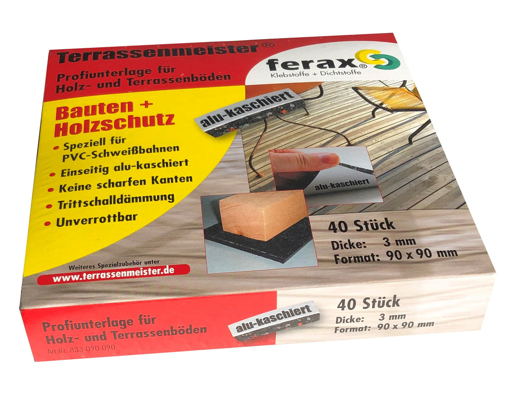 Ferax Terrassenmeister Profi-Unterlage alukaschiert für Terrassen Quadrate 3 x 90 x 90mm,
