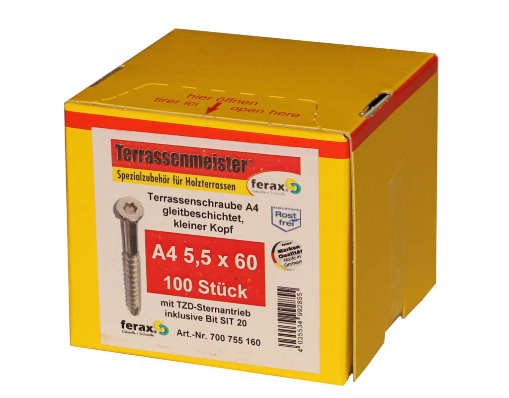 Ferax A4-Terrassenschraube, 5,5x60 - 100 er Pack