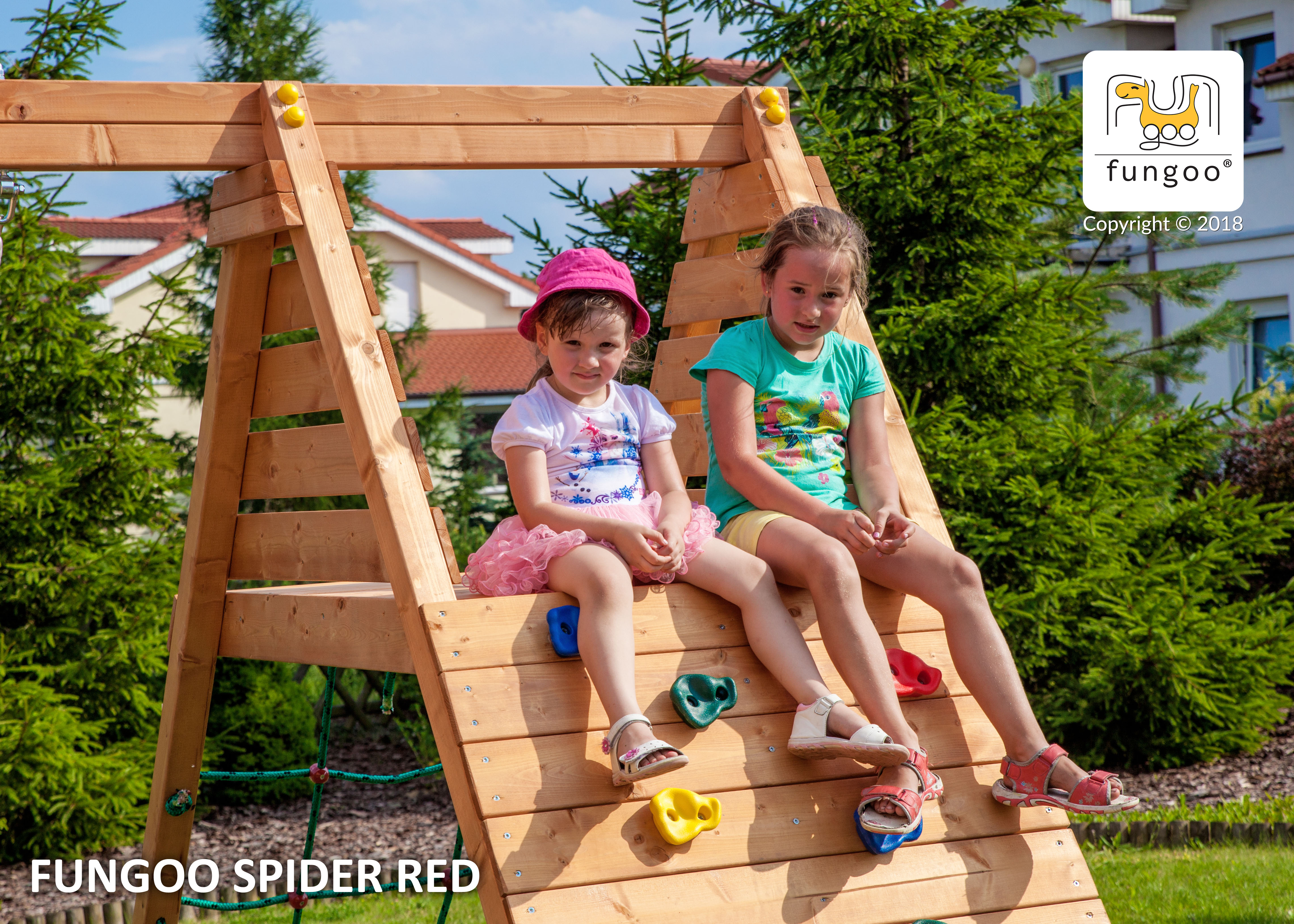 Fungoo Module Move Spider Red / teakfarben imprägniert (nur Schaukel OHNE Spielturm)