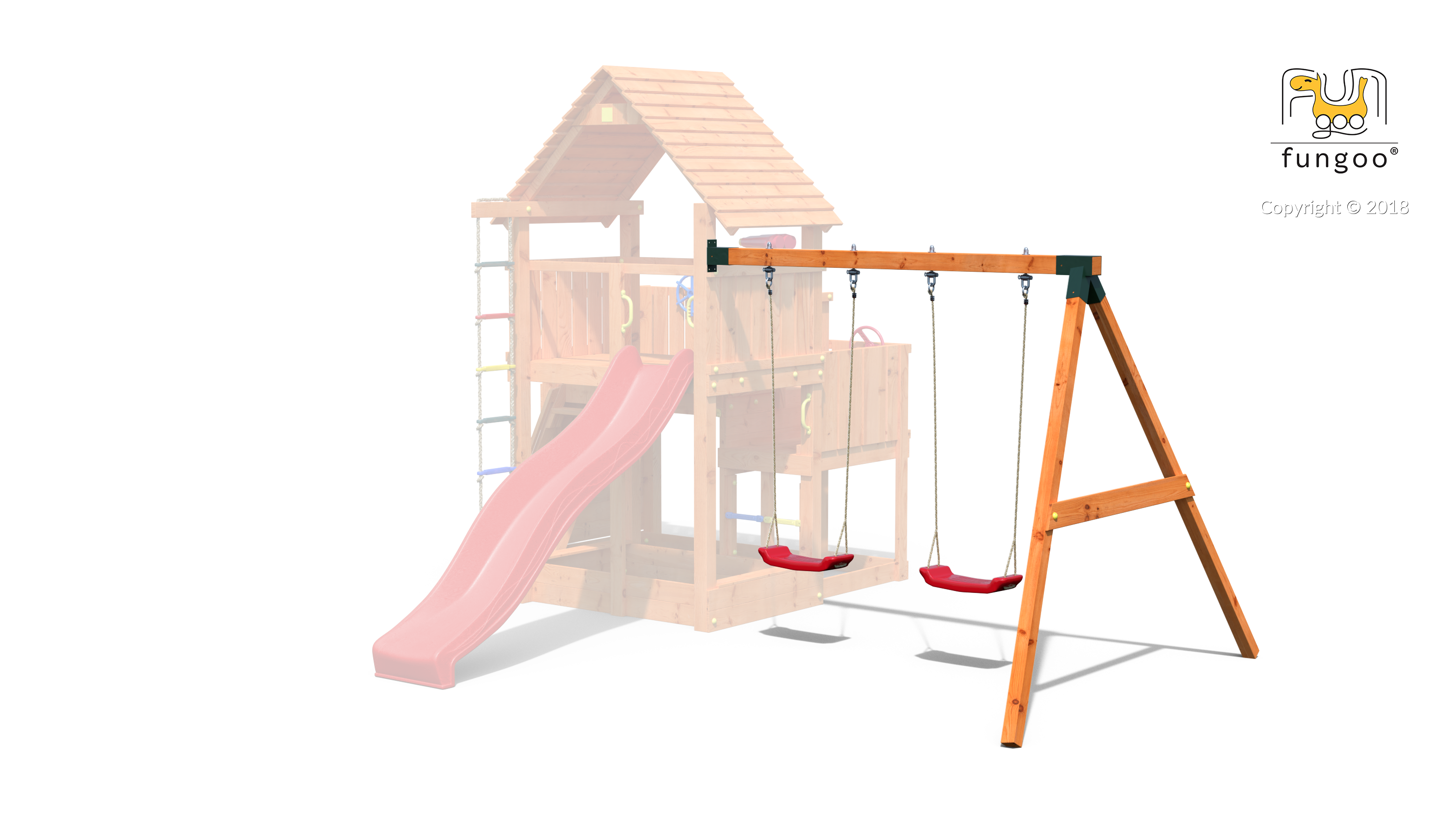 Fungoo Module Move Red / teakfarben imprägniert (nur Schaukel OHNE Spielturm)