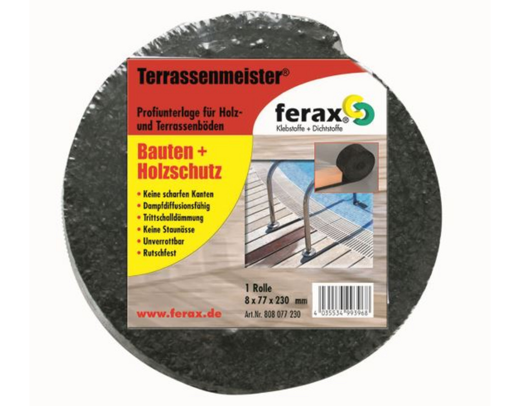 Ferax Terrassenmeister Profi-Unterlage für Terrassen Rolle, 8 mm x 77 mm x 2300 mm