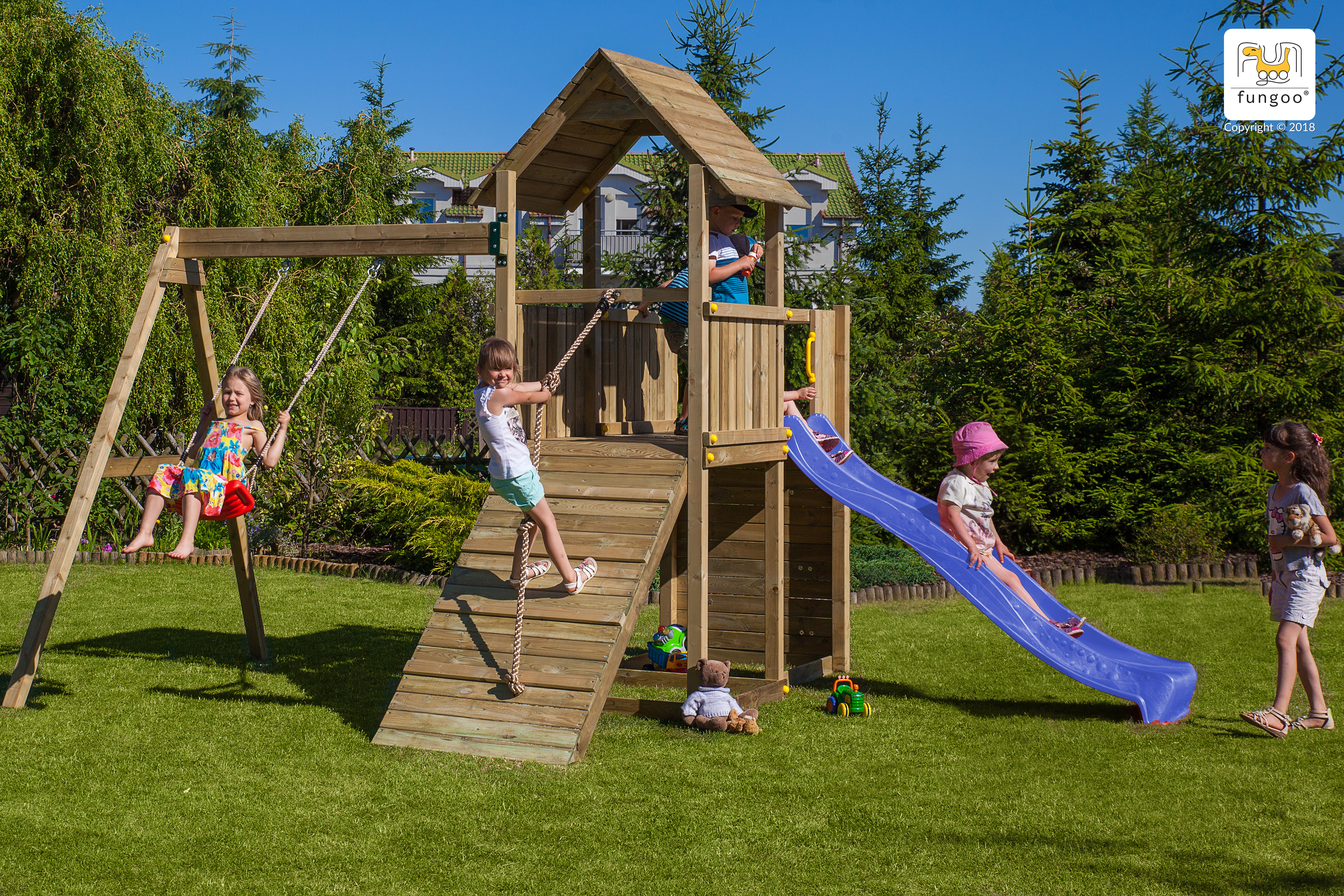 Fungoo Spielplatz Carol 3 / kdi imprägniert mit Rutsche