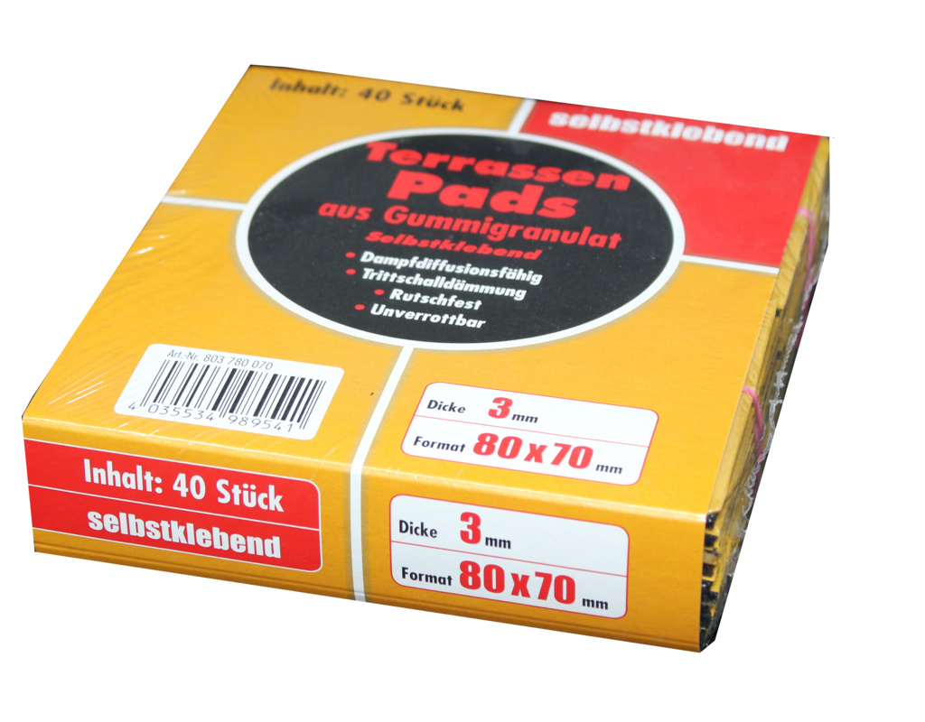 selbstklebendes Terrassenpad 3 x 80 x 70 mm einseitig selbstklebend