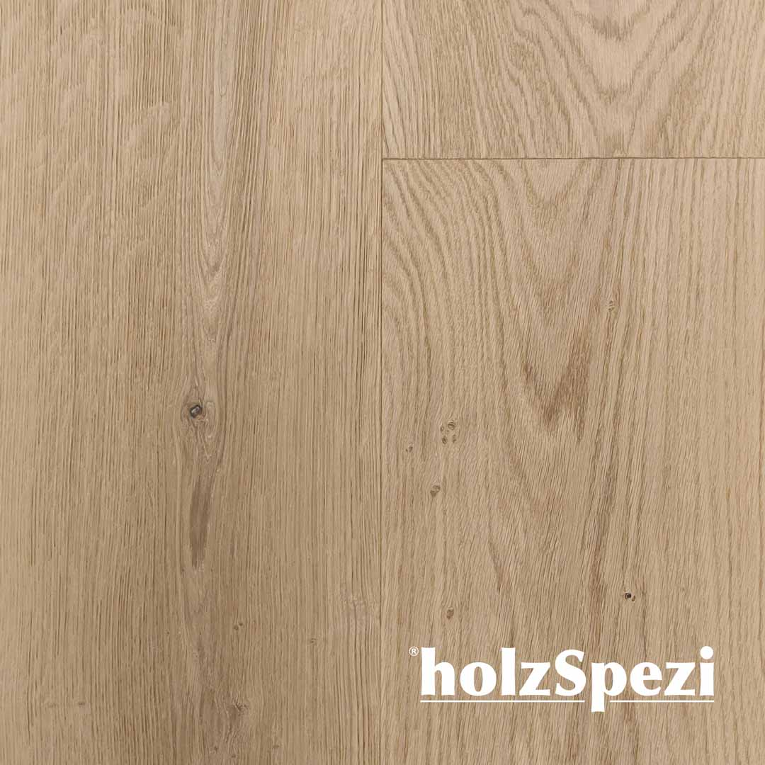 HolzSpezi Fertigparkett Landhausdiele Eiche MULDE gebürstet, natur, SAFETOP Rohholzoptik, wide line