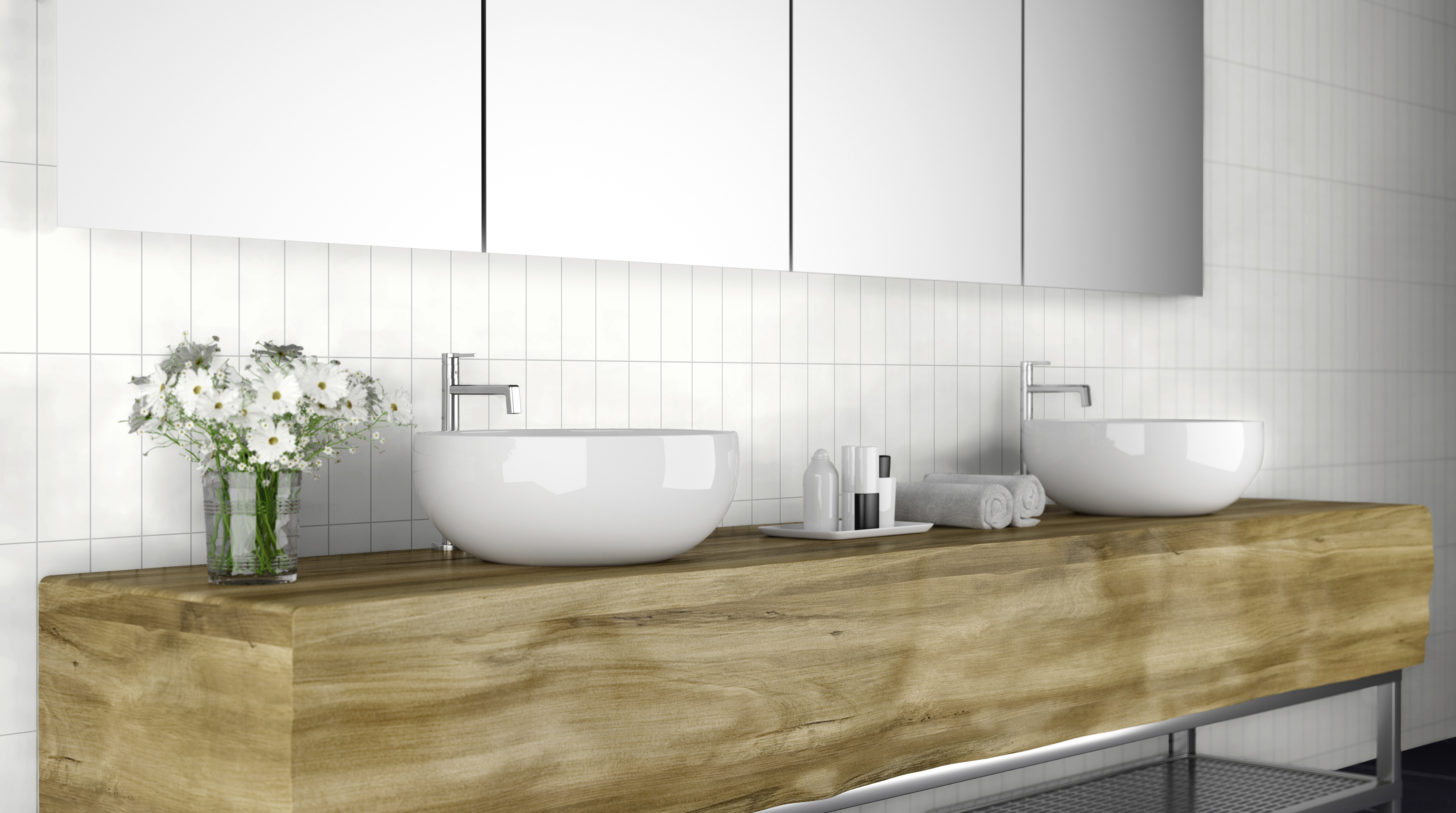 Revet Wandfliese Butcherblock White High Gloss