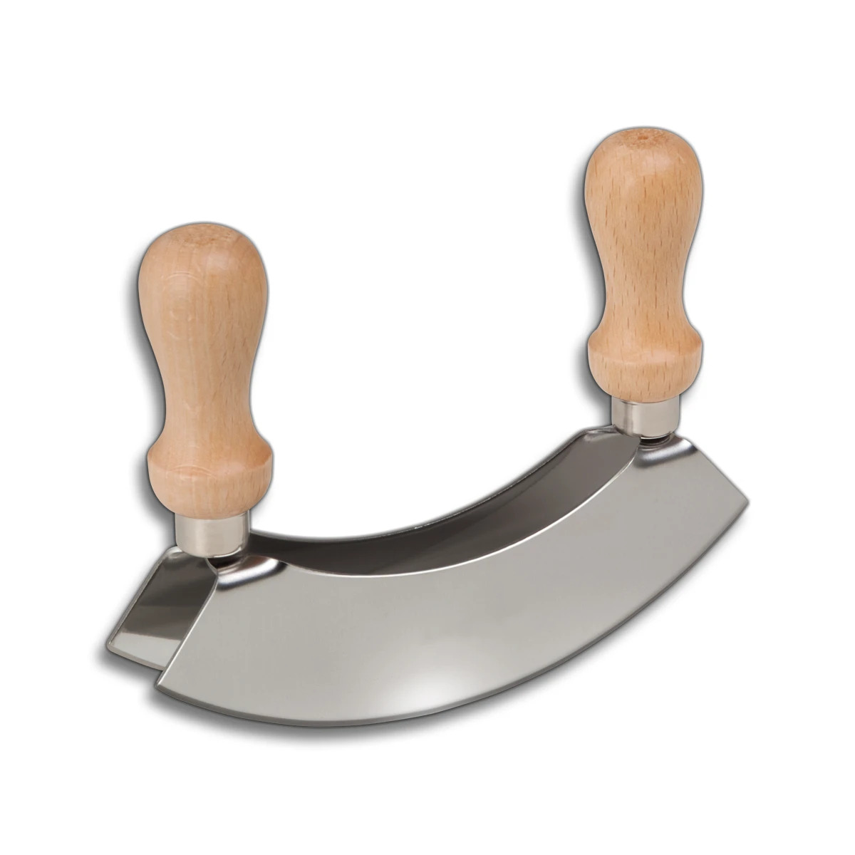Wiegemesser für Kräuter Doppelklinge Buchenholz 14 cm