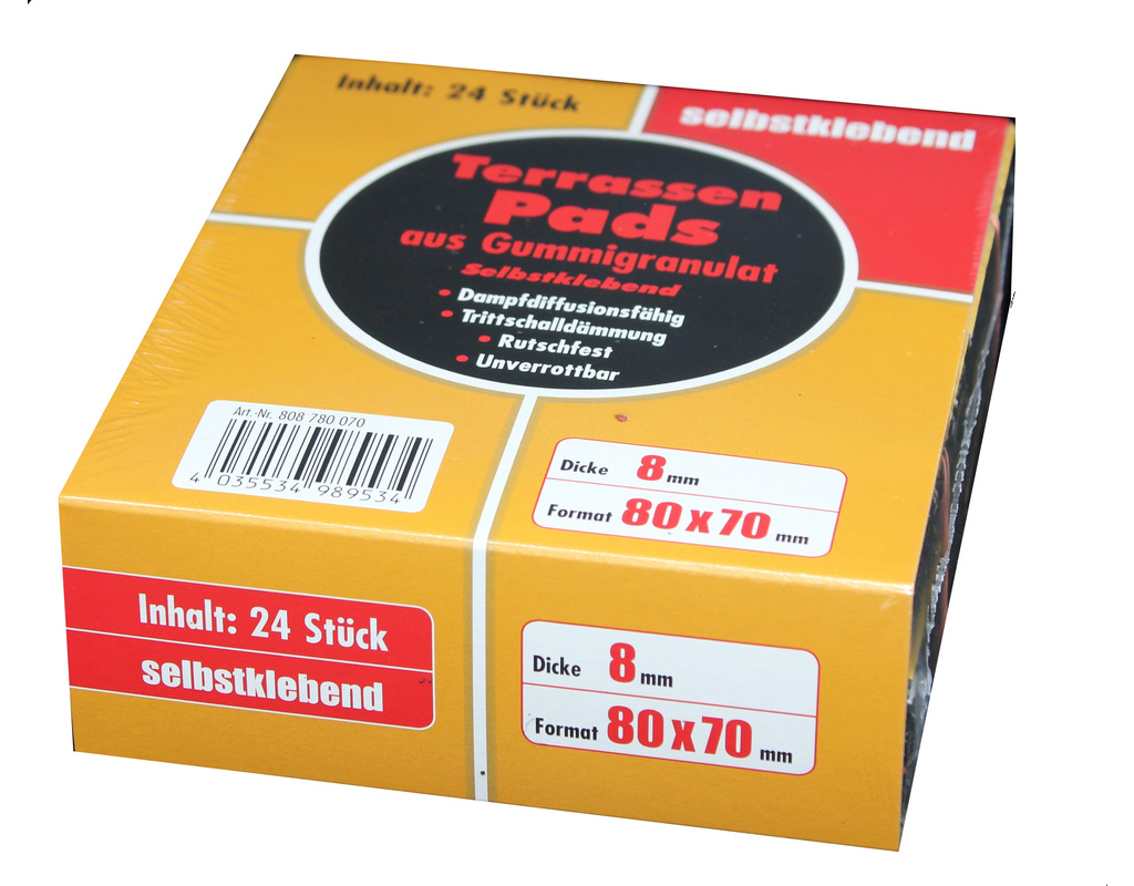 selbstklebendes Terrassenpad 8 x 80 x 70 mm , 24 Quadrate/Packung