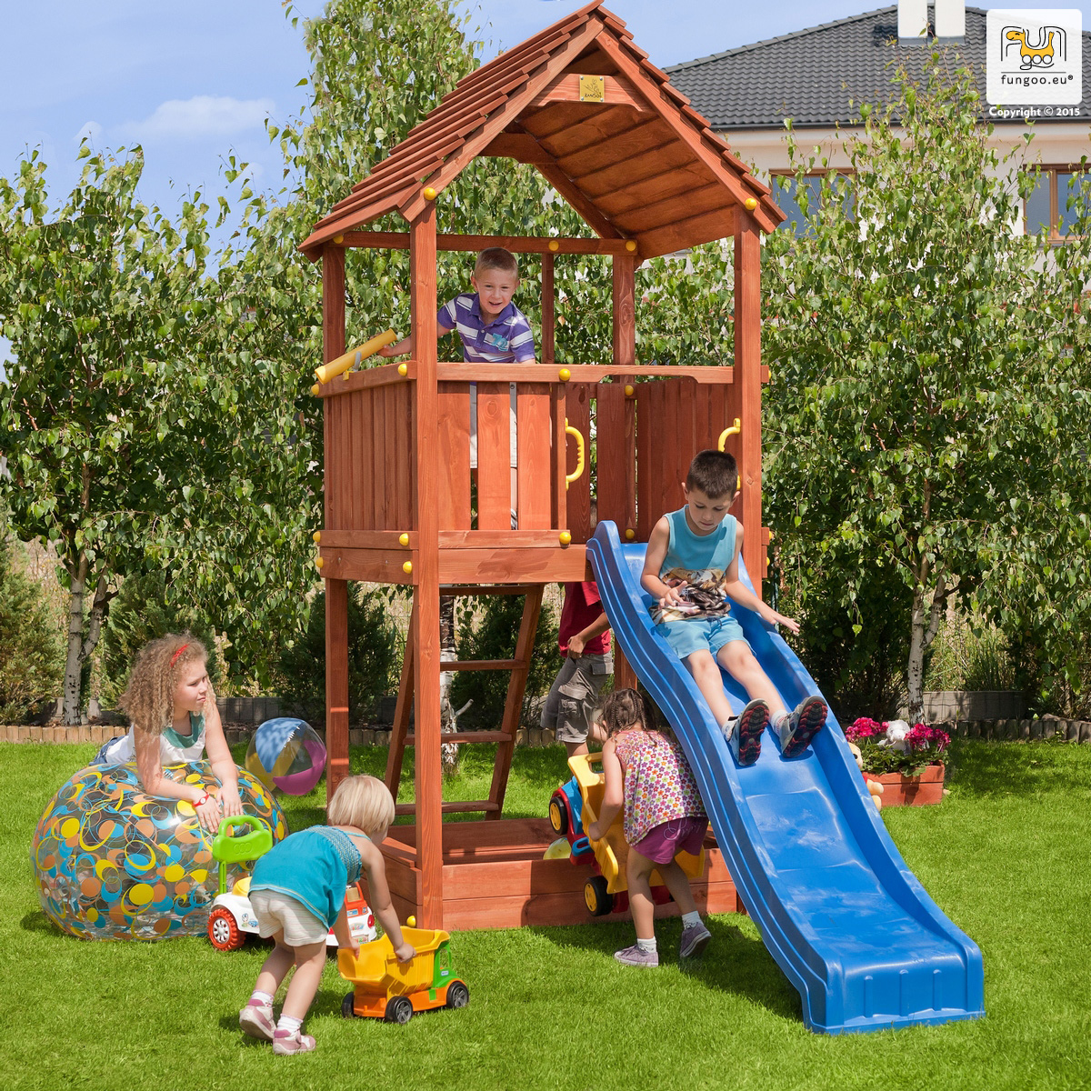 Fungoo Joy Spielturm / teakfarben imprägniert