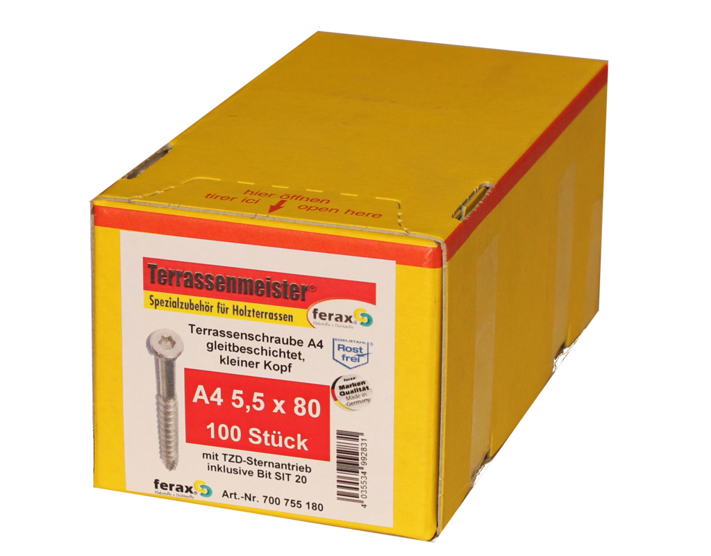 Ferax A4-Terrassenschraube, 5,5x80 - 100 er Pack