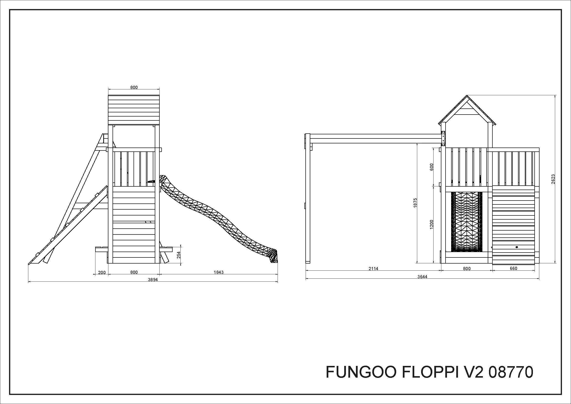 Fungoo Floppi Teak lasiert, Rutsche 2,20 mtr