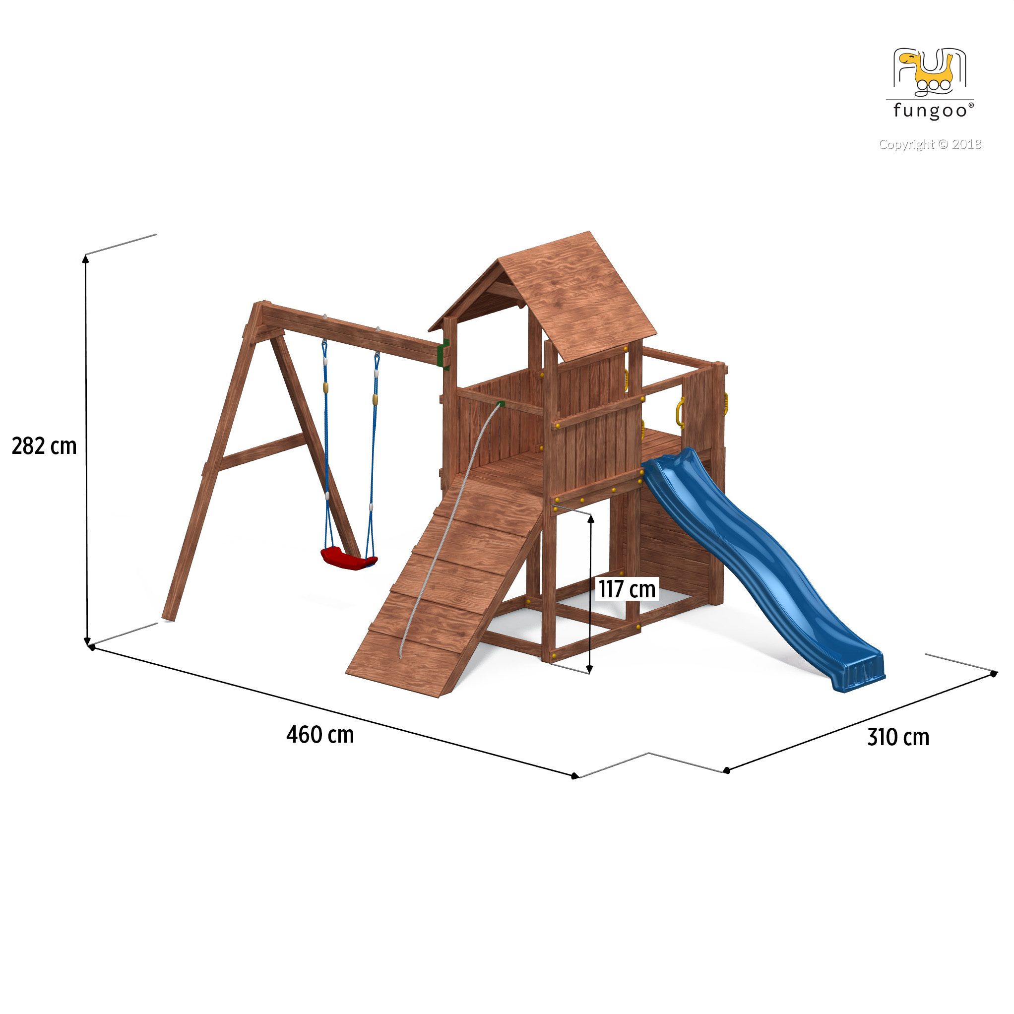 Fungoo Spielplatz Carol 3 / kdi imprägniert mit Rutsche