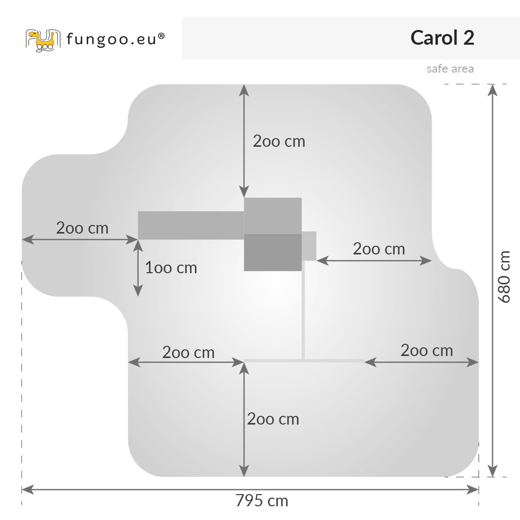 Fungoo Spielplatz Carol 2 / grey (grau) imprägniert mit Rutsche