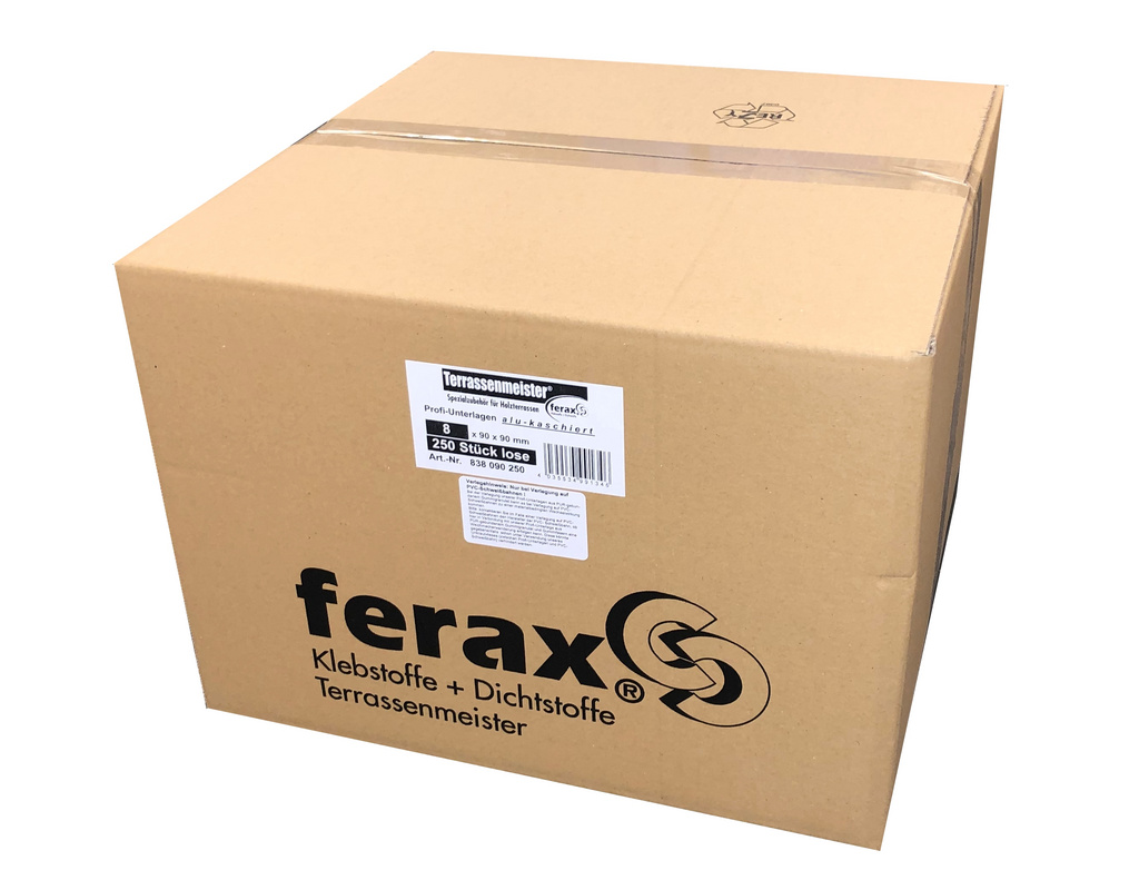 Ferax Terrassenmeister Profi-Unterlage alukaschiert für Terrassen Quadrate 8 x 90 x 90mm, 250 Stück