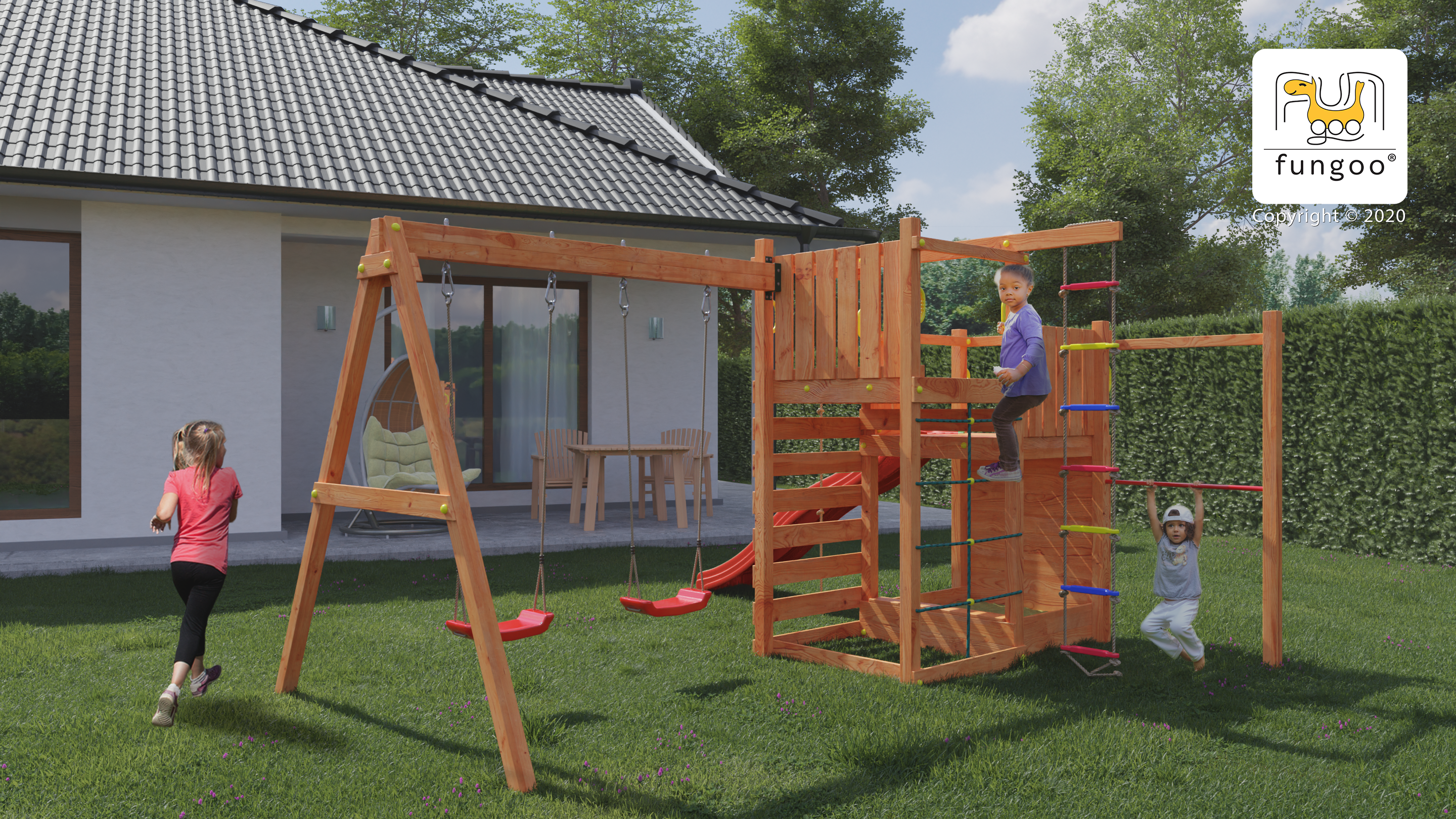 Fungoo Climbing Star 3 mit Schaukel und Rutsche