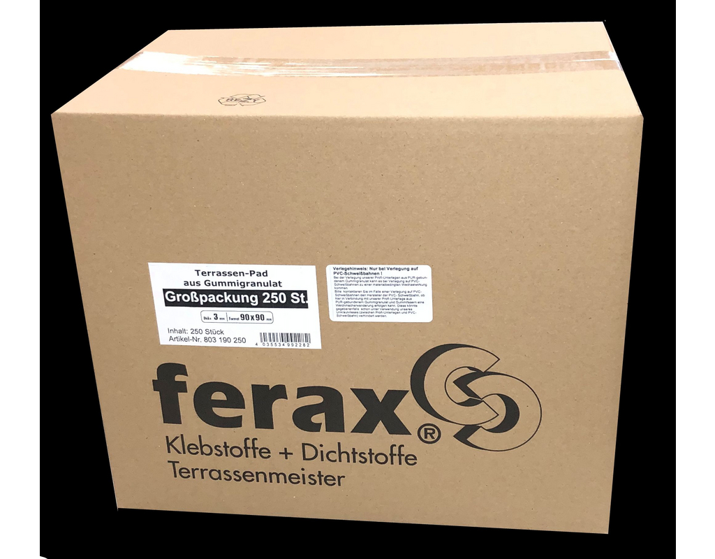 Terrassenpad für Terrassen Quadrate mit 3 mm, Format: 90 x 90mm, 250 Stück