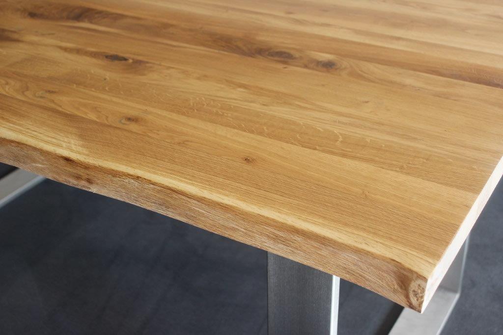 LARBON Massivholzplatte 40 mm Stärke Wildeiche Tischplatte Tipla Baumkante durchgehende Lamelle foli