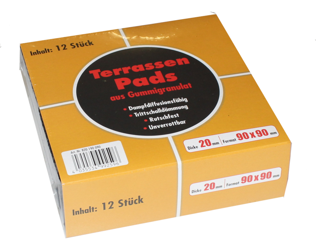 Terrassenpad 20 mm 90 x 90 Quadrate mit 20 mm, Format: 90 x 90mm, 12 Stück