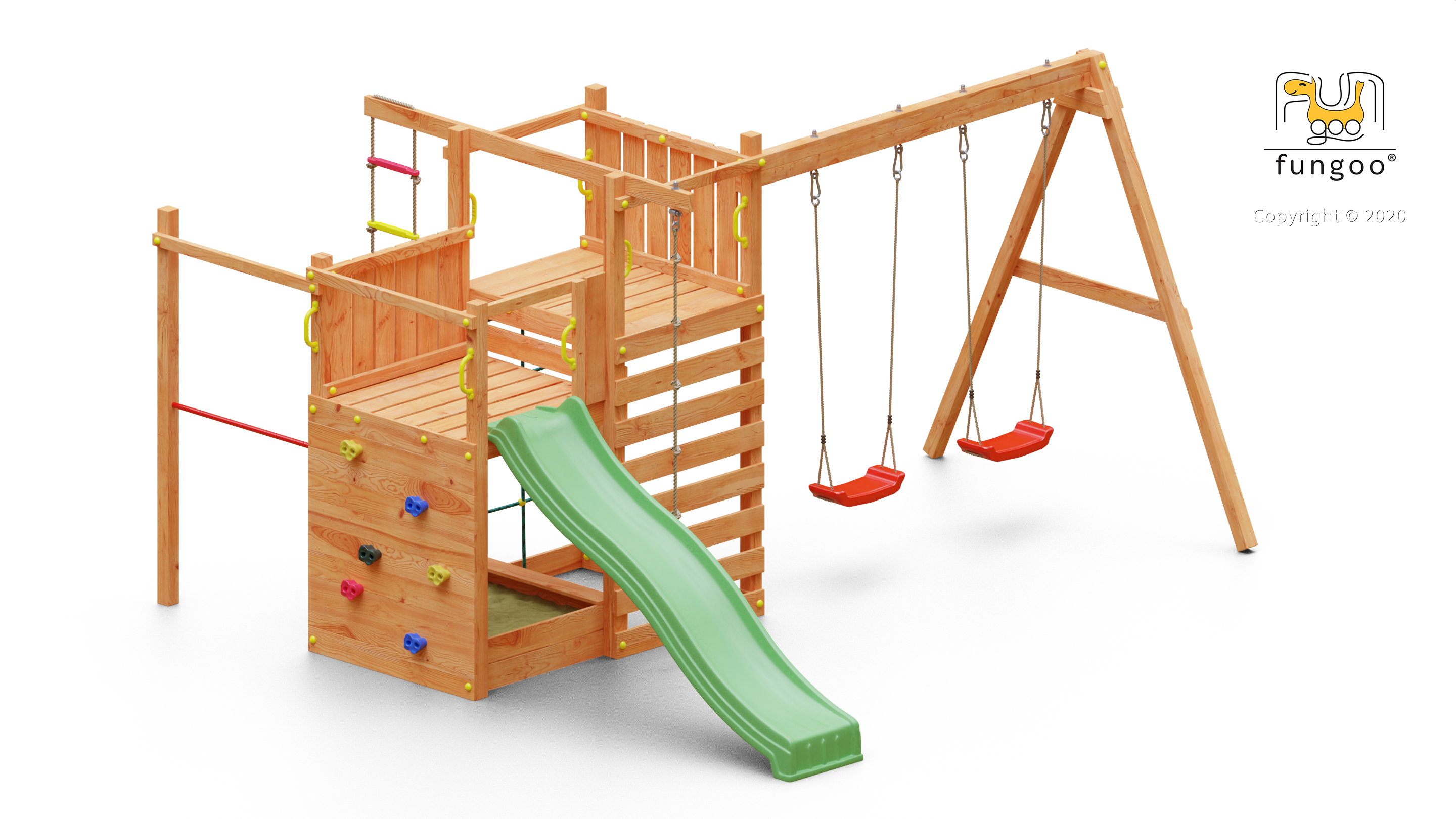 Fungoo Climbing Star 3 mit Schaukel und Rutsche