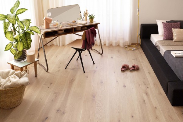 Tilo Rustico Trend Parkett Eiche Weiss, gefast (2V), gebürstet, Intens, Natur geölt