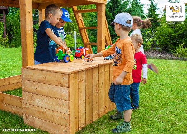 Fungoo Module Toybox / teakfarben imprägniert (nur Box OHNE Spielturm)