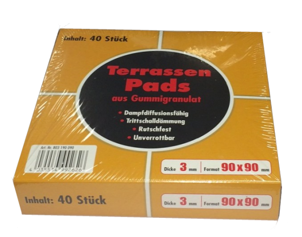 Terrassenpad 3mm 90 x 90 Quadrate mit 3 mm, Format: 90 x 90mm, 40 Stück