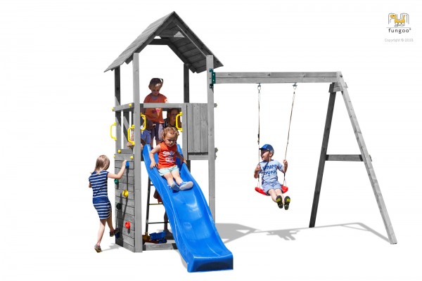 Fungoo Spielplatz Carol 2 / grey (grau) imprägniert mit Rutsche