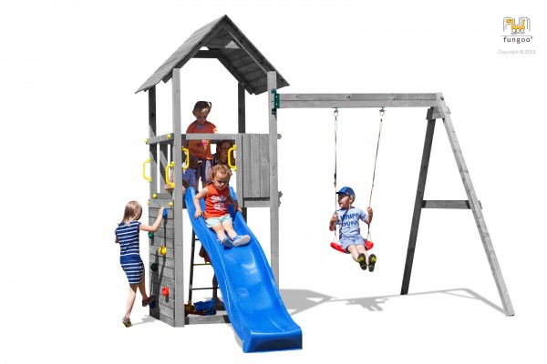 Fungoo Spielplatz Carol 2 / grey imprägniert mit Rutsche