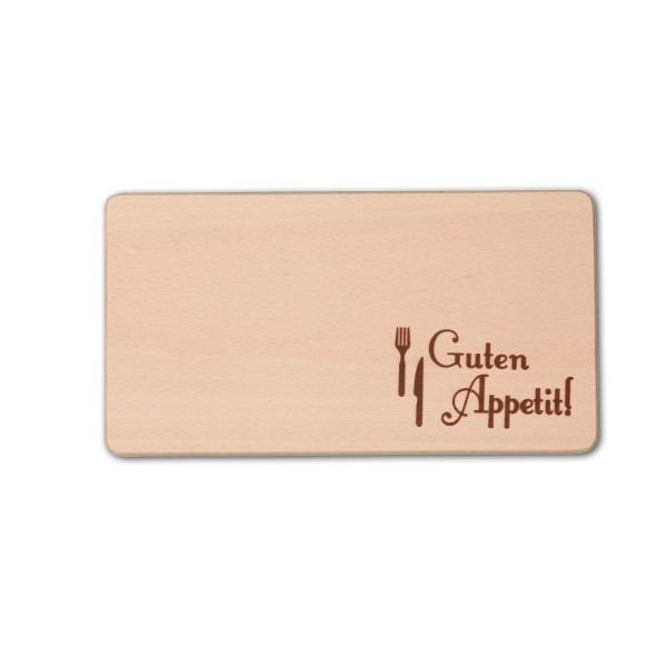 Frühstücksbrett, rechteckig, mit Motiv "Guten Appetit" aus Holz 22 cm