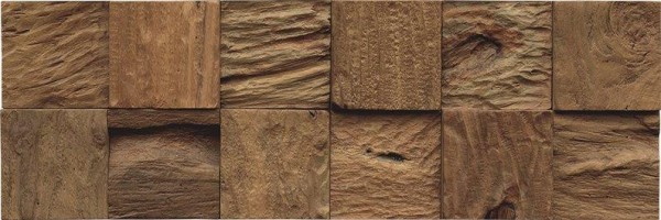 INDO Edel-Holzwandverkleidung Root Teak mixed Cube Bali (E)