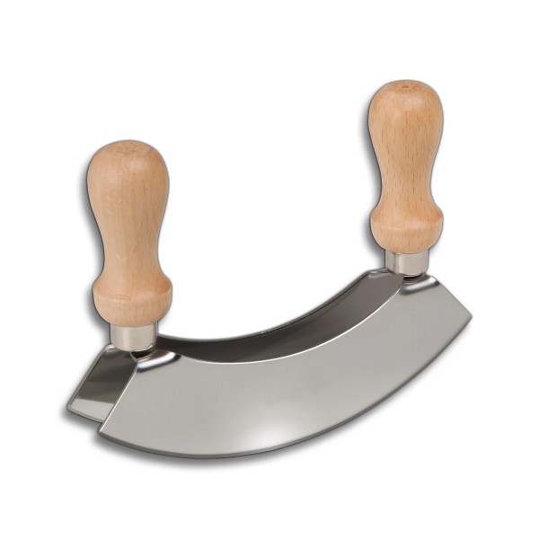 Wiegemesser für Kräuter Doppelklinge Buchenholz 14 cm