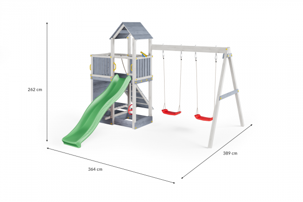 Fungoo Floppi Grau/Weiss lasiert, Rutsche 2,20 mtr