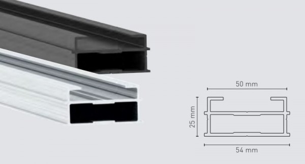 Ferax TUKON-Alu-Basischiene 2,40 m flach, 26 mm Höhe, anthrazit eloxiert