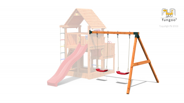Fungoo Module Move Red / teakfarben imprägniert (nur Schaukel OHNE Spielturm)