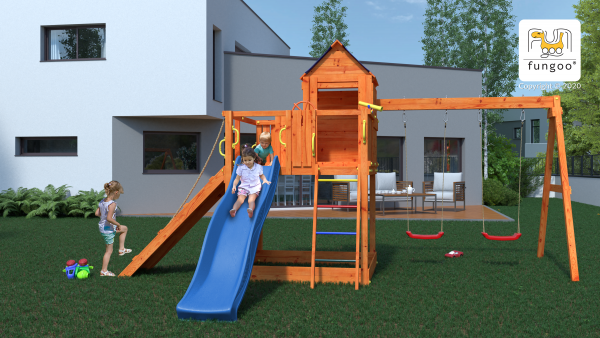 Fungoo Treehouse Teak lasiert, Rutsche 2,20 mtr