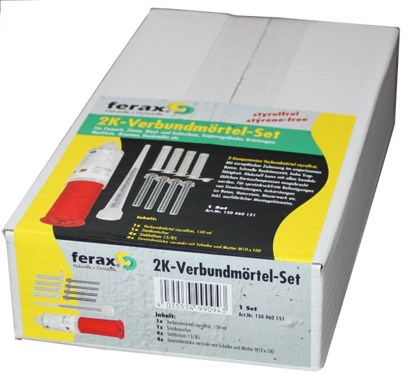 Ferax 2K-Verbundmörtel-Set 1 Verbundmörtel 150ml, 4xSiebhülsen 15x85mm,