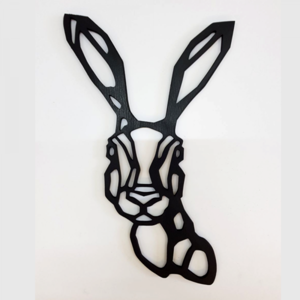 Laserkunst Laserfiguren Hase HDF mit schwarzem Melamin